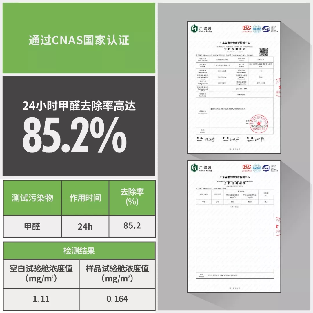 AG尊龙安醛手艺甲醛去除率